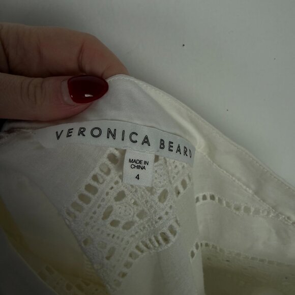 Veronica Beard Cruz Eyelet One Shoulder Top Ivory White Size 4 EUC - Picture 7 of 14